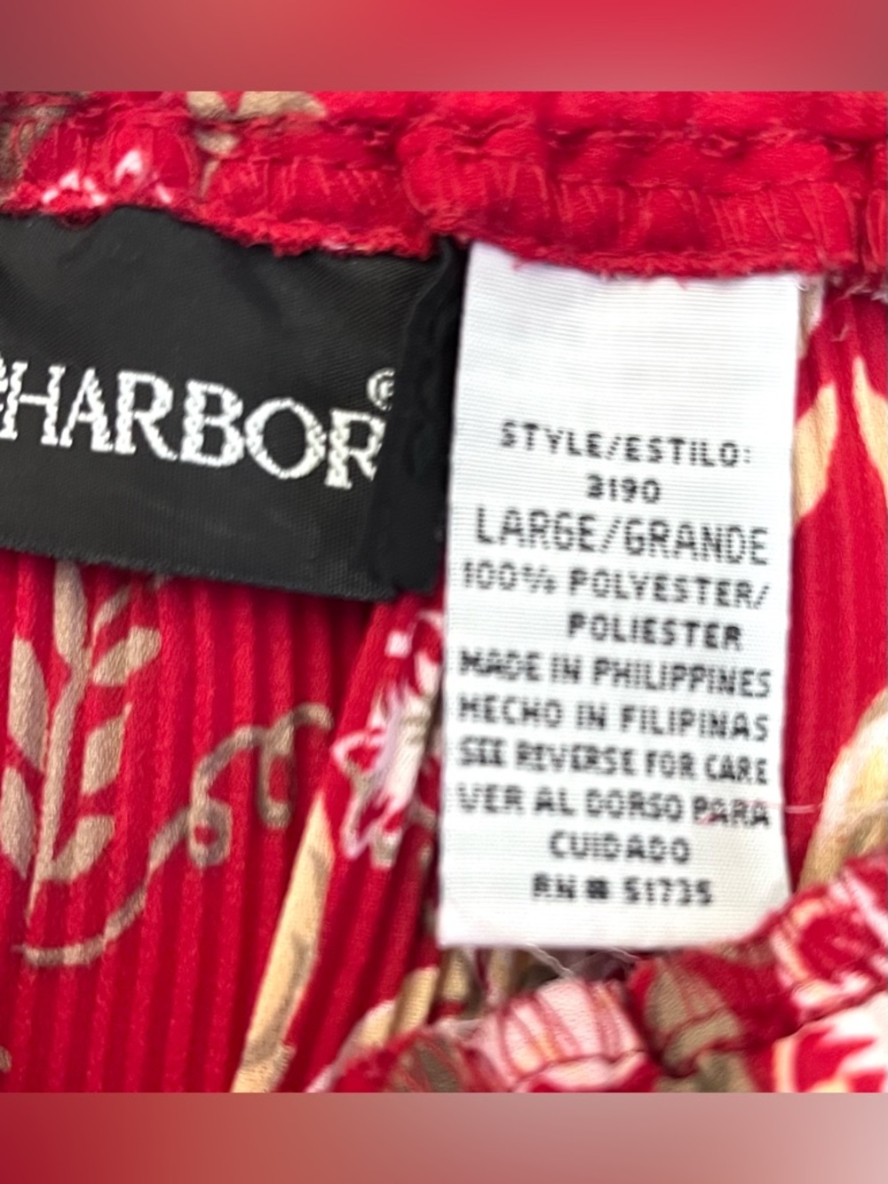 Sag Harbor Women’s Vintage Red Floral Polyester Accordian Pleated Midi Skirt L - Picture 8 of 16